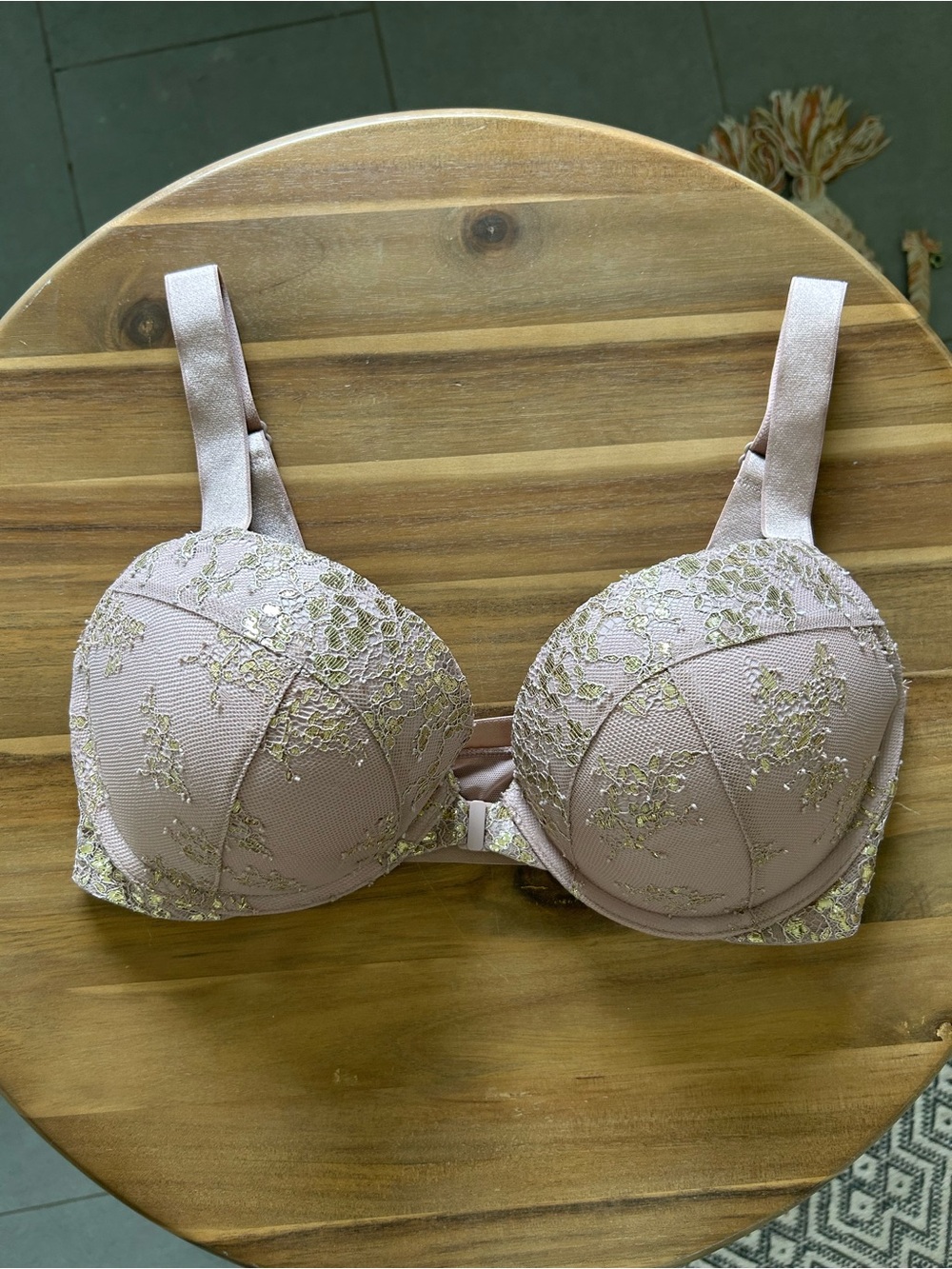 Victoria's Secret Very Sexy Push-Up Blush Bra with Gold Lace Accents